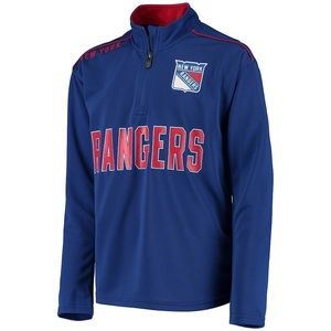 Youth New York Rangers Blue Attacking Zone Quarter-Zip Performance Jacket